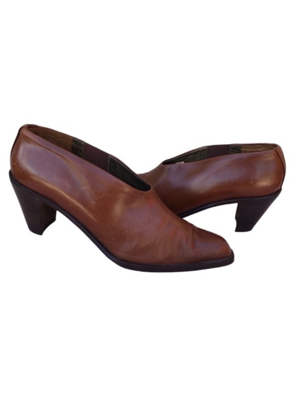 Via Spiga Made in Italy Vintage Coñac Leather Western Pointed Toe Heel Shoes 9